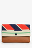 Celine Brown Leather Striped Canvas Pouch (As Is)