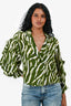 Hayley Menzies Green/White Silk 'Shimmering Water Tiger' Silk Top Size XS