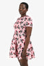 Valentino Pink/ Red Rose Printed 'Cady' Mini Dress Size 42