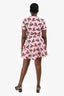Valentino Pink/ Red Rose Printed 'Cady' Mini Dress Size 42