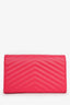 Saint Laurent Hot Pink Grained Leather Cassandre Wallet on Chain