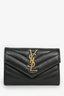 Saint Laurent Black Grained Leather Cassandre Wallet