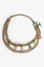 Pre-Loved Chanel™ 2024 Gold Toned Pink Enamel CC Hoops 2017 Gold Toned Multi-Coloured Logo Multi-Strand Necklace