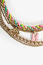 Pre-Loved Chanel™ 2024 Gold Toned Pink Enamel CC Hoops 2017 Gold Toned Multi-Coloured Logo Multi-Strand Necklace
