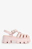 Prada Pink Rubber Logo 'Monolith' Platform Sandals Size 38