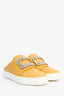 Roger Vivier Yellow Leather Crystal Buckle 'Viv' Slip On Sneakers Size 37