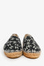 Pre-Loved Chanel™ Black Leather White Printed CC Pattern Espadrilles Size 38