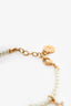 Christian Dior Faux Pearl Gold Toned Crystal Logo Charm Bracelet