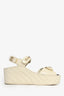 Pre-Loved Chanel™ White Lambskin Dad Wedge Sandals Size 37