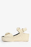 Pre-Loved Chanel™ White Lambskin Dad Wedge Sandals Size 37
