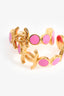 Pre-Loved Chanel™ 2024 Gold Toned Pink Enamel CC Hoops