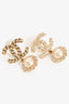 Pre-Loved Chanel™ 2020 Gold Toned Faux Pearl/Crystal CC Dropstud Earrings
