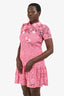 Red Valentino Pink Lace Appliqué Collared Mini Dress Size 44