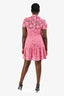 Red Valentino Pink Lace Appliqué Collared Mini Dress Size 44