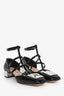 Christian Dior Black Patent T-Strap Silver Block Heels Size 37