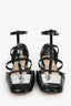 Christian Dior Black Patent T-Strap Silver Block Heels Size 37