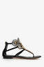 Renee Caovilla Black Crystal Embellished Flat Sandals Size 37.5