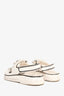 Pre-Loved Chanel™ 22C Black/White Textured Calfskin Strapped Dad Sandals Size 37