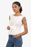 Louis Vuitton White Cotton Embroidered Bow Top Size 38