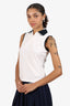 Burberry Golf White Sleeveless Polo With Nova Check Trim Size S