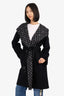 Louis Vuitton Black Wool Monogram Hooded Wrap Coat Size 34