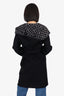 Louis Vuitton Black Wool Monogram Hooded Wrap Coat Size 34