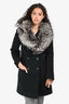Holt Renfrew Grey Angora/Cashmere Fox Fur Collar Coat Size 4