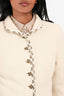 Pre-Loved Chanel™ Cream/Gold Wool Tweed Chain Detail Blazer Size 40
