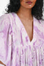 Ganni Purple/White Marble Print Pleated Babydoll Dress Size XXS