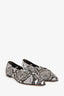 Ayede Grey Leather Embossed Pointed Toe Flats Size 36