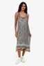 Dries van Noten Grey Check Silk Overlay Sleeveless Dress Size 40
