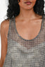 Dries van Noten Grey Check Silk Overlay Sleeveless Dress Size 40