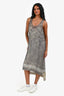 Dries van Noten Grey Check Silk Overlay Sleeveless Dress Size 40