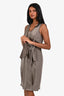 Brunello Cucinelli Brown Silk Ruffle Detail Dress Size S