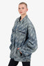 Balenciaga Blue Denim Allover Logo Jacket Size L Mens