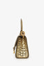 Balenciaga Gold Croc Embossed Leather Hourglass Nano Chain Bag