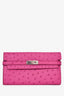 Hermès 2018 Fuscia Pink Ostrich Leather Kelly Wallet