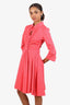 Celine Pink Braided Pleated Long Sleeve Dress Size 38