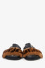 Fendi Black/Brown Leather/Mink Fur Trim Sandals Size 37