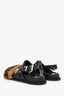 Fendi Black/Brown Leather/Mink Fur Trim Sandals Size 37
