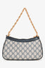Gucci Navy Leather GG Canvas Small 'Ophidia Shoulder Bag' with Strap