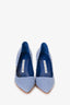 Manolo Blahnik Blue/White Gingham Pointed Heels Size 37.5