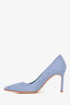 Manolo Blahnik Blue/White Gingham Pointed Heels Size 37.5