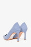 Manolo Blahnik Blue/White Gingham Pointed Heels Size 37.5