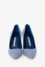 Manolo Blahnik Blue/White Gingham Pointed Heels Size 37.5