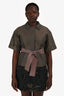 Giambattista Valli Olive Green Short Sleeves Wrap Blazer Size M