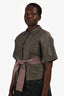 Giambattista Valli Olive Green Short Sleeves Wrap Blazer Size M
