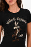 D&G Black Cotton Embellished "Wile E. Coyote' Short Sleeves Size L