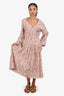 Vince Pink Floral Print Cut-out Dahlia Long Sleeve Maxi Dress Size S