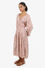 Vince Pink Floral Print Cut-out Dahlia Long Sleeve Maxi Dress Size S